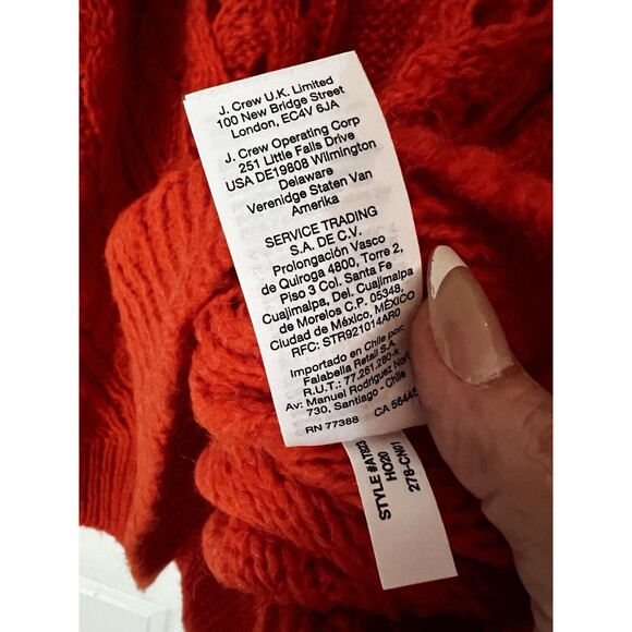 J.Crew Has Women's Cableknit Pointelle Sweater with Popcorn Flowers Orange Small - Picture 7 of 7